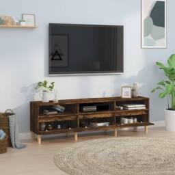 Berkfield Home TV Cabinet Smoked Oak 150x30x44.5 cm Engineered Wood in Brown - thumbnail 1