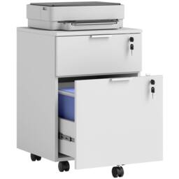 HOMCOM 2 Drawer Filing Cabinet with Adjustable Hanging Bars for A4 & Letter in White - thumbnail 2