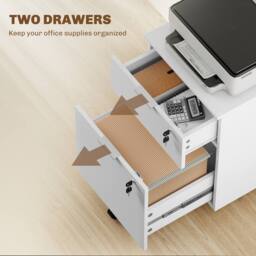 HOMCOM 2 Drawer Filing Cabinet with Adjustable Hanging Bars for A4 & Letter in White - thumbnail 4