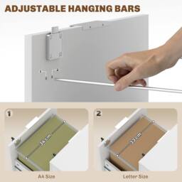 HOMCOM 2 Drawer Filing Cabinet with Adjustable Hanging Bars for A4 & Letter in White - thumbnail 5
