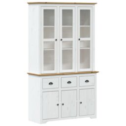 "Berkfield Home Highborad ""BODO"" White & Brown 115.5x43x200.5cm Solid Wood Pine - Size: 115.5x43x200.5 cm" - thumbnail 2