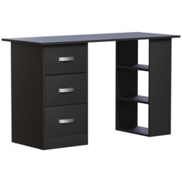 Home Discount Vida Designs Mason 3 Drawer With 3 Shelves Computer Desk Storage Office Study Gaming Table in Black - thumbnail 8