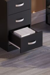 Home Discount Vida Designs Mason 3 Drawer With 3 Shelves Computer Desk Storage Office Study Gaming Table in Black - thumbnail 6
