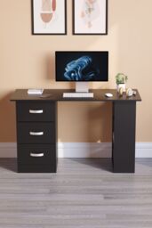Home Discount Vida Designs Mason 3 Drawer With 3 Shelves Computer Desk Storage Office Study Gaming Table in Black - thumbnail 7