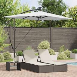 Berkfield Home Modern Cantilever Banana Parasol with Lock Sand 294 x 200 x 254 cm in Light Sand - thumbnail 2
