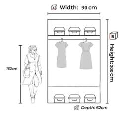 Sliding Wardrobes 4U Modern Double Sliding Door Wardrobe 90cm X 200cm in White - Size: 90 cm X 200 cm - thumbnail 3