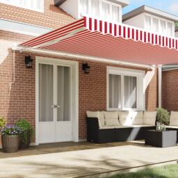 Berkfield Home Manual Retractable Awning Red & White Stripe 500x300 cm - thumbnail 3