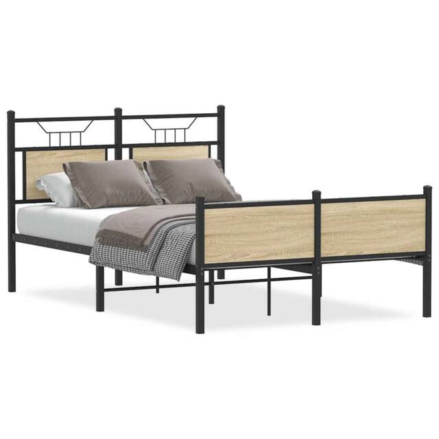 Berkfield Home Bed Frame Frame Sonoma Oak 120x190 cm Small Double Wood in Light Oak - image 1