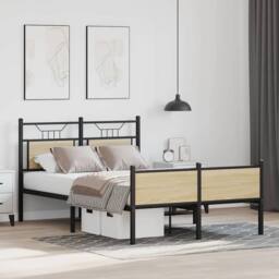 Berkfield Home Bed Frame Frame Sonoma Oak 120x190 cm Small Double Wood in Light Oak - thumbnail 5