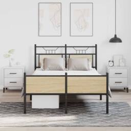 Berkfield Home Bed Frame Frame Sonoma Oak 120x190 cm Small Double Wood in Light Oak - thumbnail 4