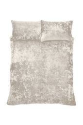 Catherine Lansfield Crushed Velvet Duvet Cover Set - Soft, Durable & Luxury Finish in Natural - Size: Super King - thumbnail 4