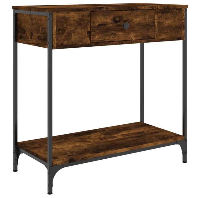 Berkfield Home Console Table Smoked Oak 75x34.5x75 cm Engineered Wood in Brown - image 1