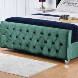 UK Bed Furniture Windsor Wingback Slatted Base Upholstered Bed with 48 Inch Headboard in Green - Size: Single - thumbnail 3