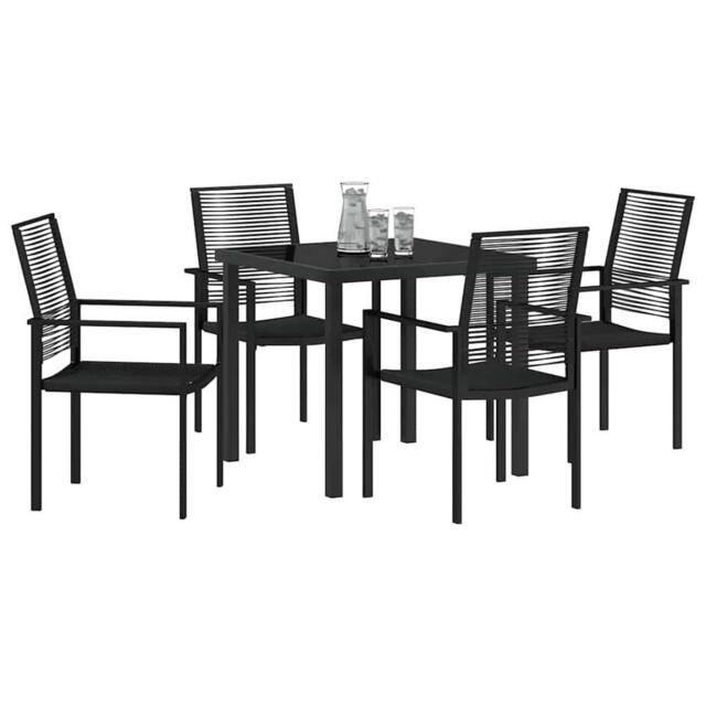 Berkfield Home Stylish 5 Piece Garden Dining Set Black PVC Rattan - image 1