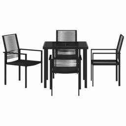 Berkfield Home Stylish 5 Piece Garden Dining Set Black PVC Rattan - thumbnail 7