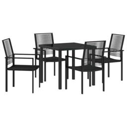 Berkfield Home Stylish 5 Piece Garden Dining Set Black PVC Rattan - thumbnail 3