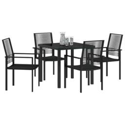 Berkfield Home Stylish 5 Piece Garden Dining Set Black PVC Rattan - thumbnail 1