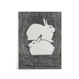 "Artery8 Two Stylised Snow Hares Samuel J De Mesquita Canvas Wall Art Print in Black - Size: W12"" x H16""" - thumbnail 1