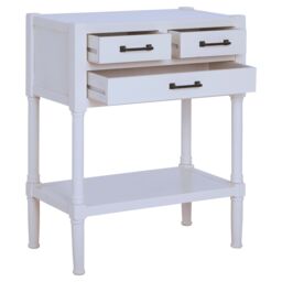 Orsina Console Table for Hallway, Pine Wood Wood Table for Home Decor with 3 Drawers in White - thumbnail 5