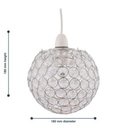 First Choice Lighting Set of 2 Clear Jewelled Globe Light Shades in Silver - thumbnail 6