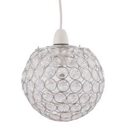 First Choice Lighting Set of 2 Clear Jewelled Globe Light Shades in Silver - thumbnail 2