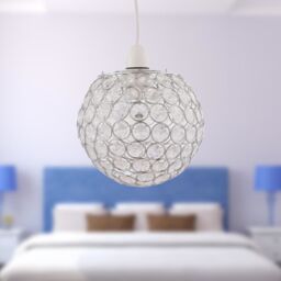 First Choice Lighting Set of 2 Clear Jewelled Globe Light Shades in Silver - thumbnail 4