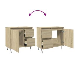 Berkfield Home Bathroom Cabinet Sonoma Oak 65x33x60 cm Engineered Wood in Brown - Size: 65 x 33 x 60 cm - thumbnail 6