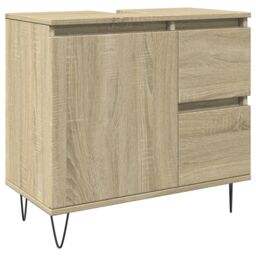 Berkfield Home Bathroom Cabinet Sonoma Oak 65x33x60 cm Engineered Wood in Brown - Size: 65 x 33 x 60 cm - thumbnail 2