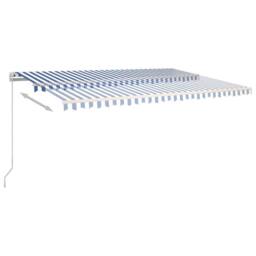 Berkfield Home Manual Retractable Awning with LED 500x350 cm Blue & White - thumbnail 1