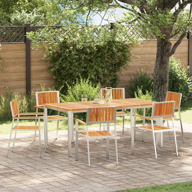 Berkfield Home Stacking Garden Chairs 6 pcs 54.5x56x87 cm Solid Wood Acacia in Brown - image 1
