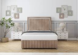 "Sloomy Boston Chrome Naples Divan Base No Drawers-26"" Headboard- Footboard in Light Brown - Size: King" - thumbnail 2