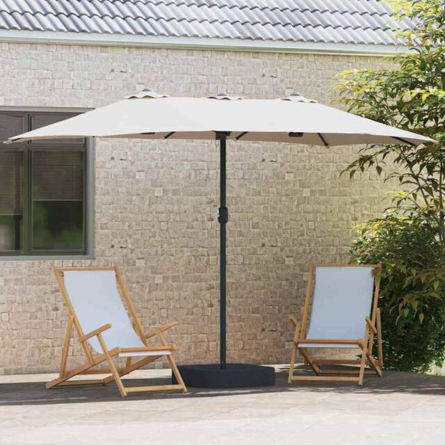 Berkfield Home Modern Garden Parasol Folding Sand 385 x 209 x 244 cm Fabric in Light Sand - image 1