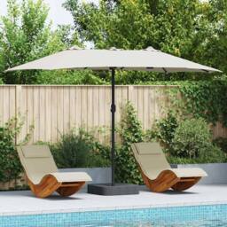 Berkfield Home Modern Garden Parasol Folding Sand 385 x 209 x 244 cm Fabric in Light Sand - thumbnail 2
