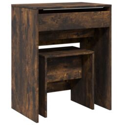 Berkfield Home Dressing Table & Stool Smoked Oak 60x40x113.5 cm in Brown - thumbnail 2