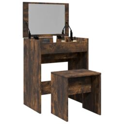 Berkfield Home Dressing Table & Stool Smoked Oak 60x40x113.5 cm in Brown