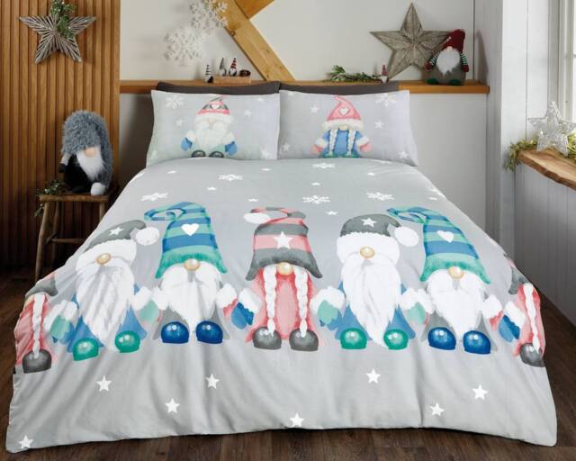 Rapport Home Family of Gonks Microfibre Duvet Cover Set with Pillowcase in Silver - Size: Double - image 1