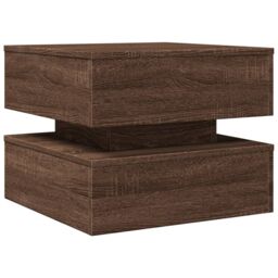 Berkfield Home Coffee Table with LED Lights Brown Oak 50x50x40 cm - Size: 50 x 50 x 40 cm - thumbnail 3