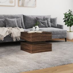Berkfield Home Coffee Table with LED Lights Brown Oak 50x50x40 cm - Size: 50 x 50 x 40 cm - thumbnail 4