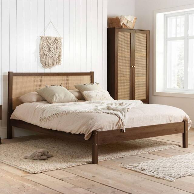 Birlea Double Rattan Bed Frame Walnut Croxley 4FT6 Double 135cm in Brown - image 1