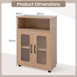Costway Bathroom Cabinet Freestanding Cabinet w/ 2 Doors Storage Organizer in Natural - thumbnail 2