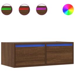 Berkfield Home TV Cabinet with LED Lights Brown Oak 75x35.5x25 cm - thumbnail 2