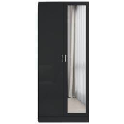 Harmin LUXURY Black Mirrorred 2 Door Soft close wardrobe - height 180 cm - thumbnail 4