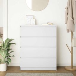 Berkfield Home Sideboard White 80x35x99 cm Engineered Wood - Size: 80 x 35 x 99 cm - thumbnail 3
