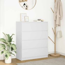 Berkfield Home Sideboard White 80x35x99 cm Engineered Wood - Size: 80 x 35 x 99 cm - thumbnail 1