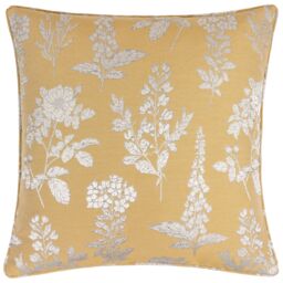 Wylder Nature Sophia Botanical Embroidered Cushion in Gold - Size: 50 cm x 50 cm
