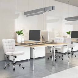 KORVIXA White PU Leather Armless Chair - Size: 100 cm x 100 cm - thumbnail 3