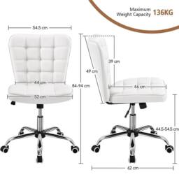 KORVIXA White PU Leather Armless Chair - Size: 100 cm x 100 cm - thumbnail 2