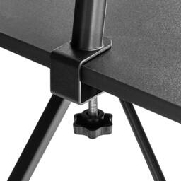 Wyld and Coco L Shaped Corner Desk Black Wood Top Raised Monitor Stand Side - thumbnail 8