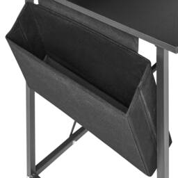 Wyld and Coco L Shaped Corner Desk Black Wood Top Raised Monitor Stand Side - thumbnail 7