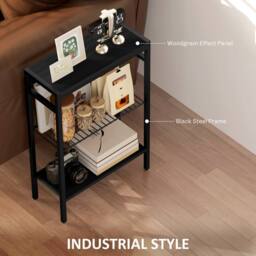 Wyld Haus Notosu Black Industrial 3 Shelf Side Table Metal Frame - thumbnail 6
